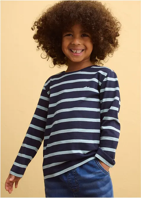 Lot de 2 T-shirts manches longues 100% coton, bonprix