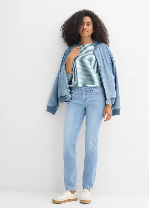 Jean droit taille mi-haute, extensible, bonprix