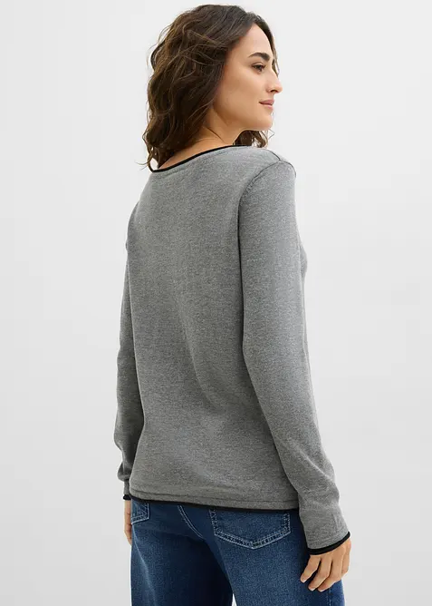Pull en fine maille de coton m&eacute;lang&eacute;, bonprix