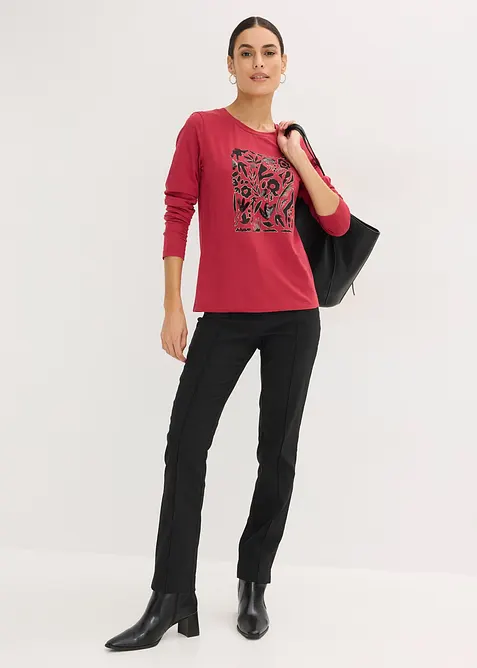 T-shirt manches longues en coton extensible, bonprix