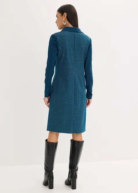 Robe en jacquard &agrave; col contrastant, bonprix