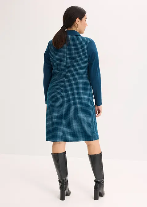 Robe en jacquard &agrave; col contrastant, bonprix