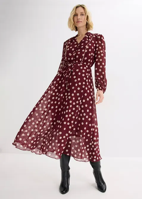 Robe en mousseline &agrave; passepoils contrastants, bonprix