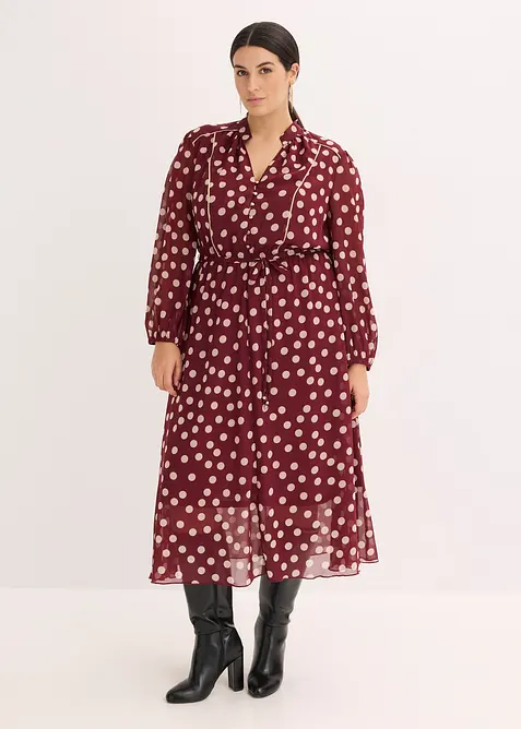 Robe en mousseline &agrave; passepoils contrastants, bonprix