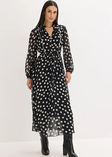 Robe en mousseline &agrave; passepoils contrastants, bonprix
