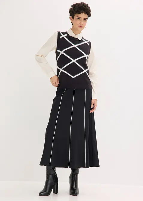 Pull sans manches &agrave; motif en maille poilue, bonprix