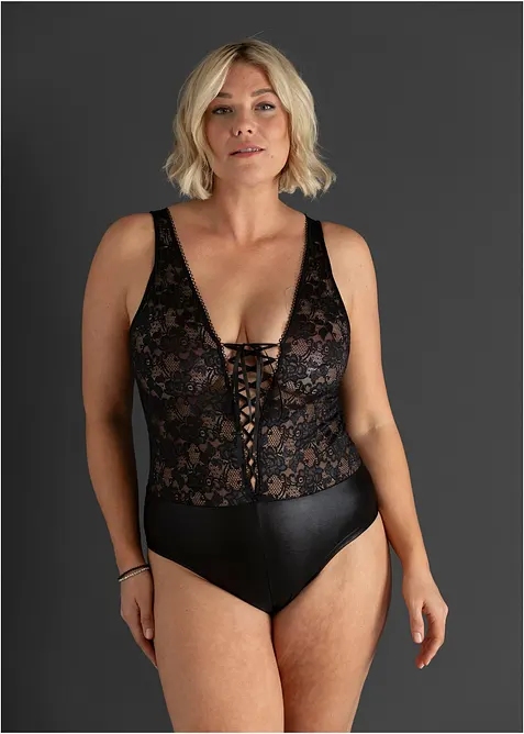 Body ouvert avec wet look, bonprix