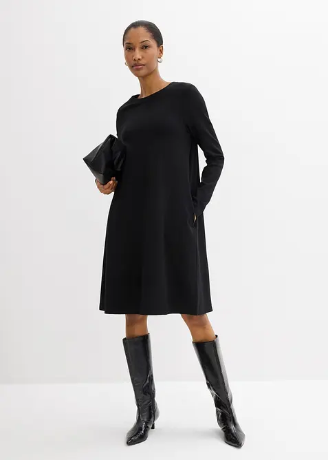 Robe en mati&egrave;re T-shirt, coupe trap&egrave;ze, bonprix