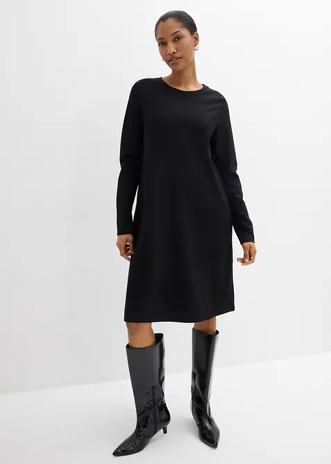 Robe en mati&egrave;re T-shirt, coupe trap&egrave;ze, bonprix