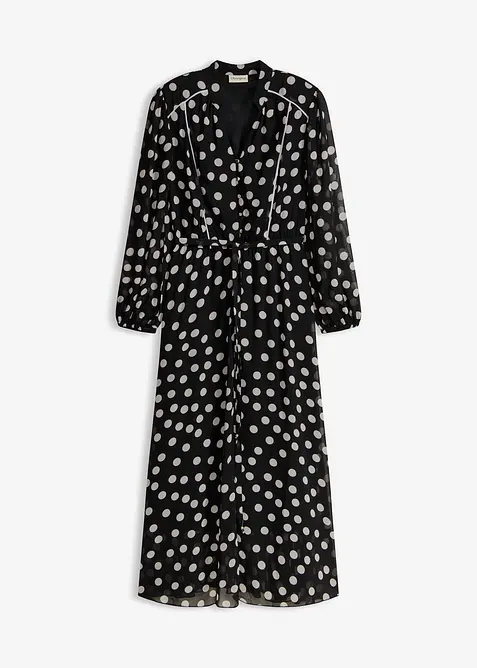 Robe en mousseline &agrave; passepoils contrastants, bonprix