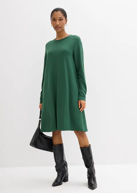 Robe en mati&egrave;re T-shirt, coupe trap&egrave;ze, bonprix