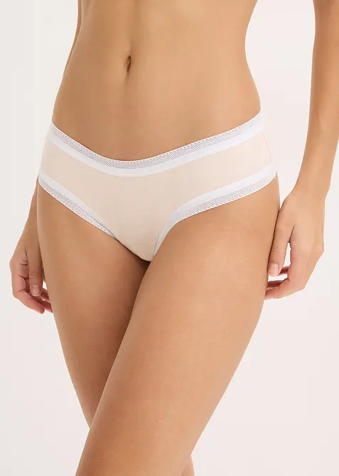 Lot de 4 slips br&eacute;siliens c&ocirc;tel&eacute;s avec dentelle, bonprix