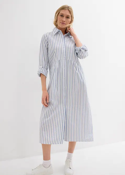 Robe &agrave; col chemise, 100% coton, bonprix