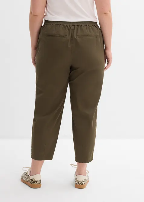 Pantalon &agrave; enfiler en coton &eacute;lastiqu&eacute;, bonprix