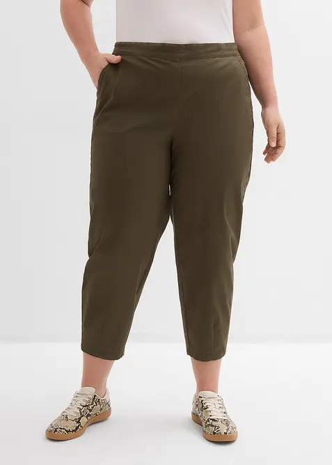 Pantalon &agrave; enfiler en coton &eacute;lastiqu&eacute;, bonprix
