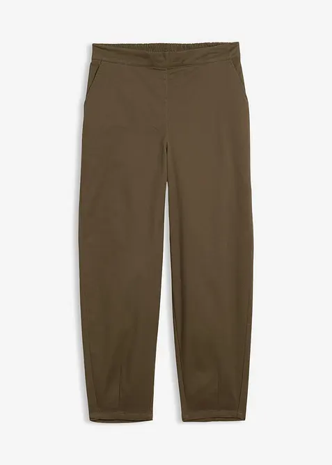 Pantalon &agrave; enfiler en coton &eacute;lastiqu&eacute;, bonprix