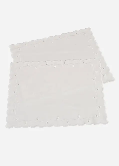 Lot de 2 sets de table en coton avec broderies, bonprix