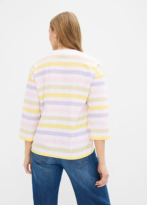 T-shirt en coton flamm&eacute;, manches 3/4, bonprix