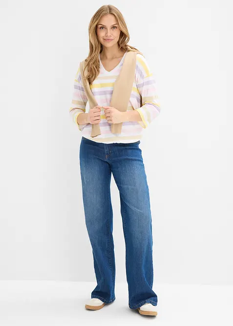 T-shirt en coton flamm&eacute;, manches 3/4, bonprix