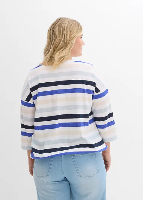 T-shirt en coton flamm&eacute;, manches 3/4, bonprix