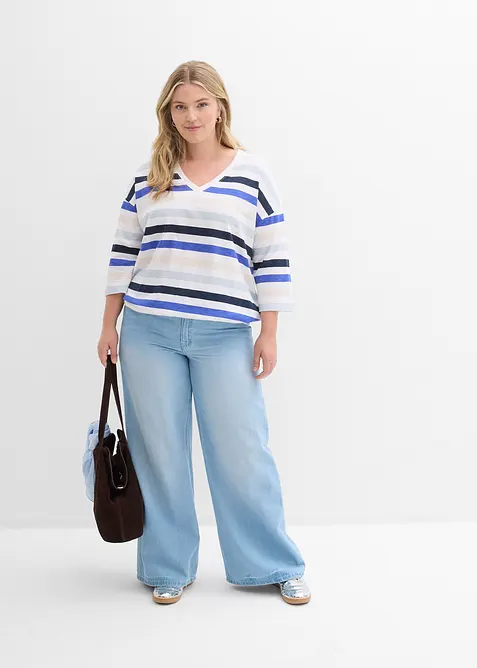 T-shirt en coton flamm&eacute;, manches 3/4, bonprix