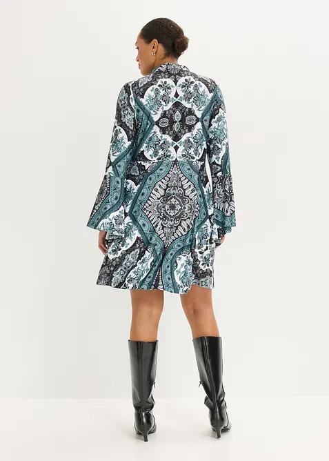 Robe en jersey avec col montant et manches volant&eacute;es, bonprix