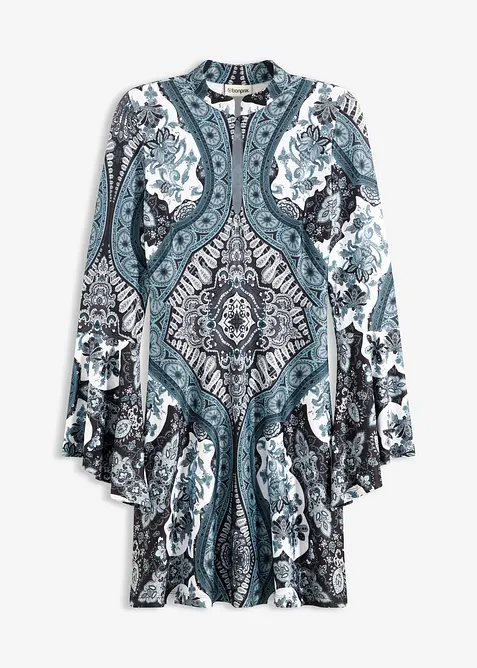 Robe en jersey avec col montant et manches volant&eacute;es, bonprix