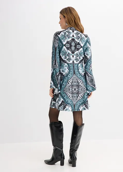 Robe en jersey avec col montant et manches volant&eacute;es, bonprix