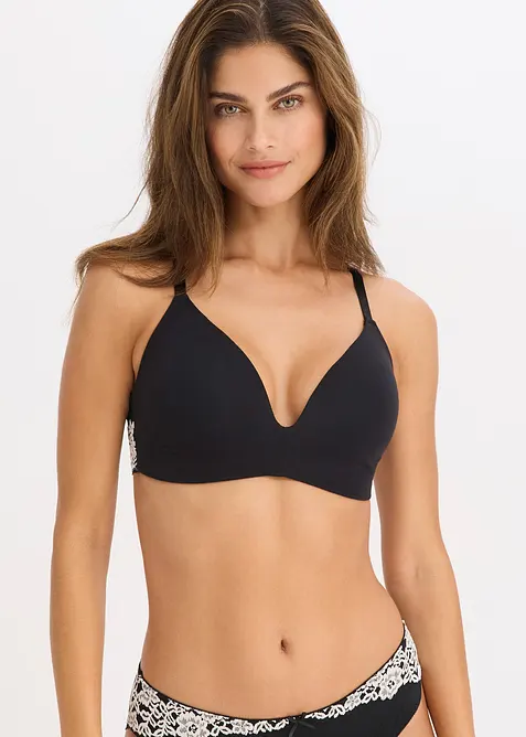 Soutien-gorge &agrave; coques sans armatures, coton et dentelle, bonprix