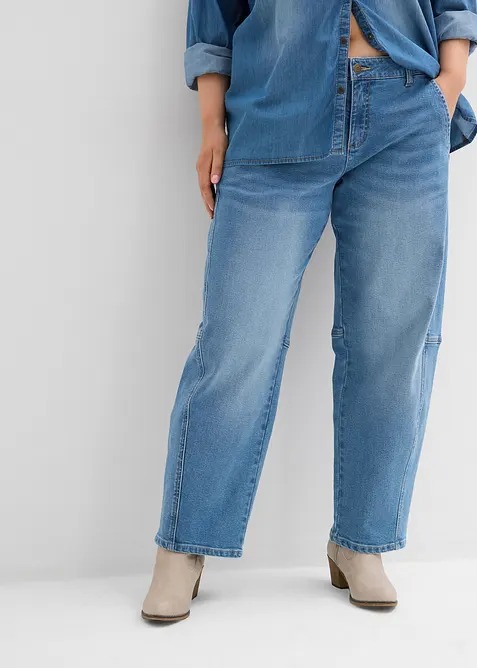 Jean barrel taille mi-haute, bonprix