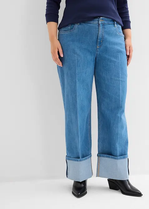 Jean droit loose taille mi-haute, long, bonprix