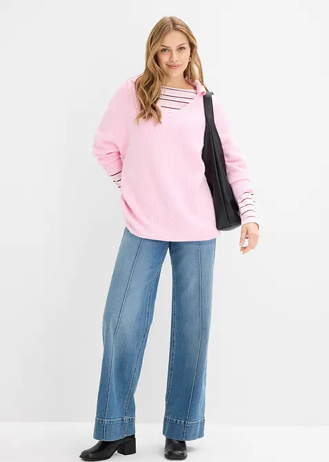 Pull oversize &agrave; col polo, bonprix