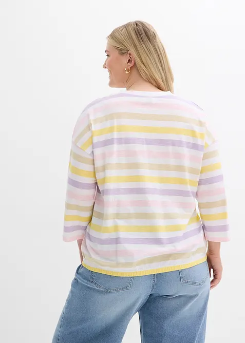 T-shirt en coton flamm&eacute;, manches 3/4, bonprix