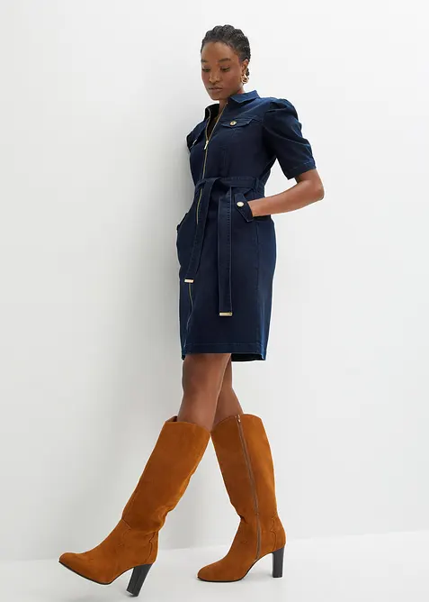 Robe en jean avec fermeture zipp&eacute;e, bonprix