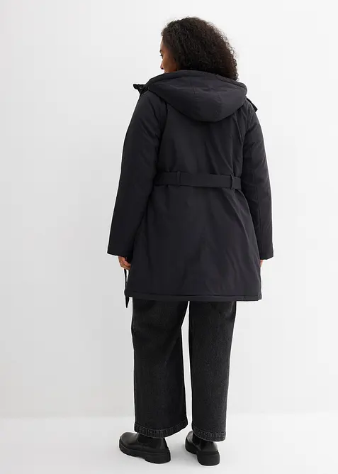 Manteau court d&eacute;perlant avec ceinture et doublure l&eacute;opard, bonprix