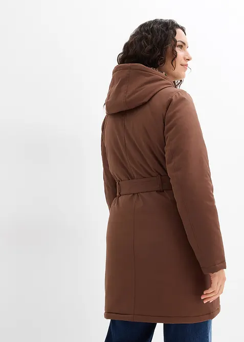 Manteau court d&eacute;perlant avec ceinture et doublure l&eacute;opard, bonprix