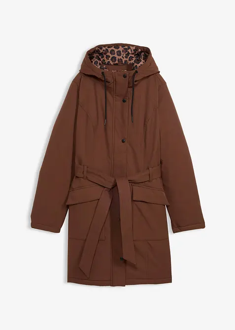Manteau court d&eacute;perlant avec ceinture et doublure l&eacute;opard, bonprix
