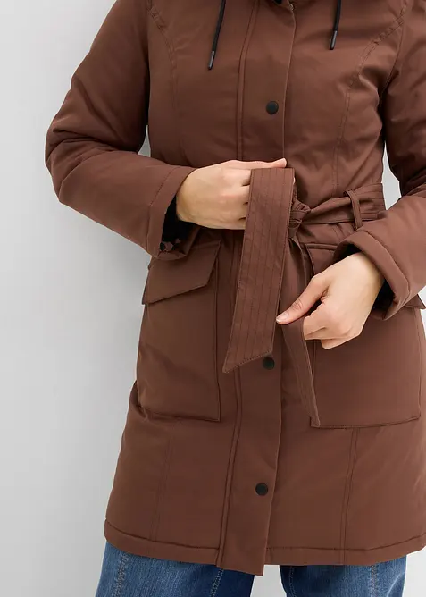 Manteau court d&eacute;perlant avec ceinture et doublure l&eacute;opard, bonprix