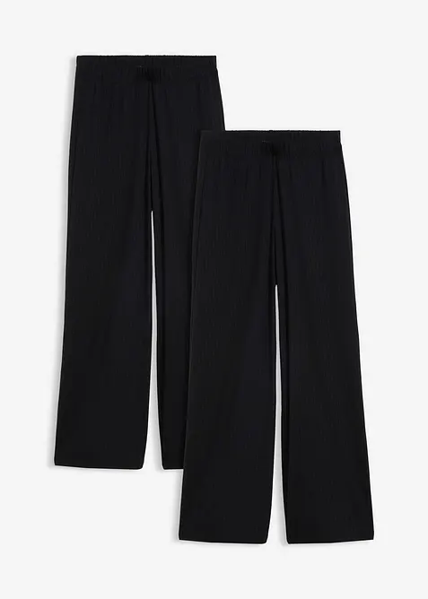 Lot de 2&nbsp;pantalons en jersey c&ocirc;tel&eacute;, bonprix