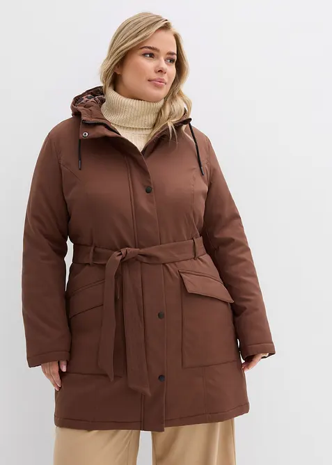 Manteau court d&eacute;perlant avec ceinture et doublure l&eacute;opard, bonprix