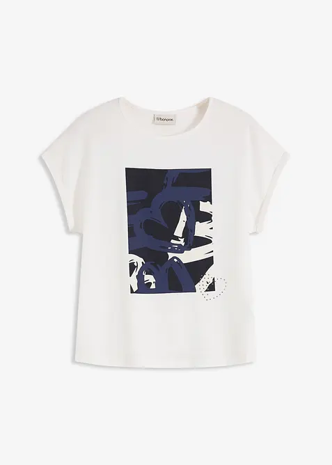 T-shirt en viscose m&eacute;lang&eacute;e &agrave; strass, bonprix