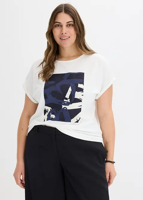 T-shirt en viscose m&eacute;lang&eacute;e &agrave; strass, bonprix