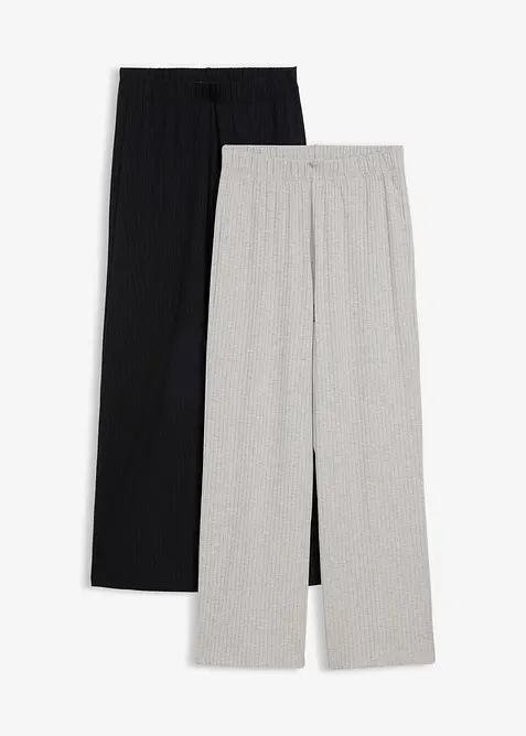 Lot de 2&nbsp;pantalons en jersey c&ocirc;tel&eacute;, bonprix