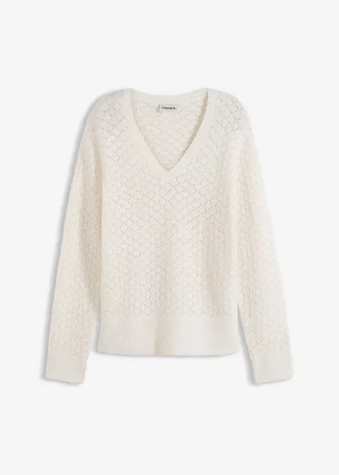 Pull ajour&eacute; avec fil peluche, bonprix