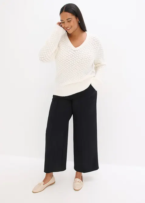 Pull ajour&eacute; avec fil peluche, bonprix