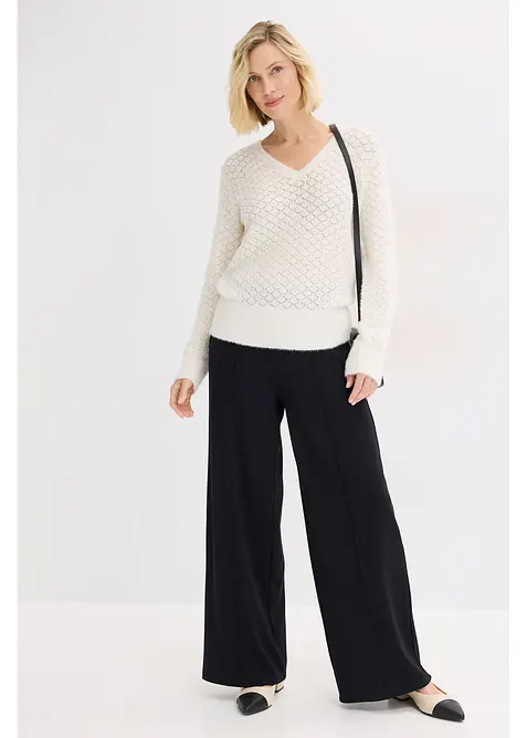 Pull ajour&eacute; avec fil peluche, bonprix