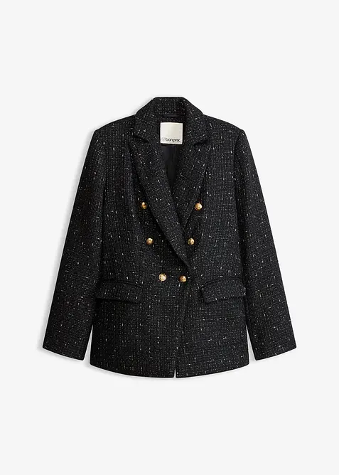 Blazer en maille bouclette &agrave; boutonnage double, bonprix