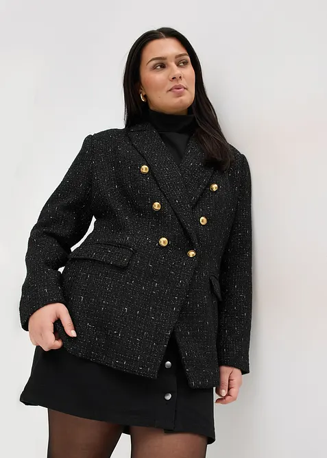 Blazer en maille bouclette &agrave; boutonnage double, bonprix