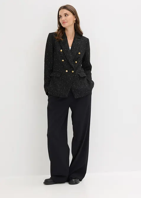 Blazer en maille bouclette &agrave; boutonnage double, bonprix