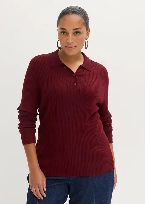 Polo en maille c&ocirc;tel&eacute;e, viscose majoritaire, bonprix